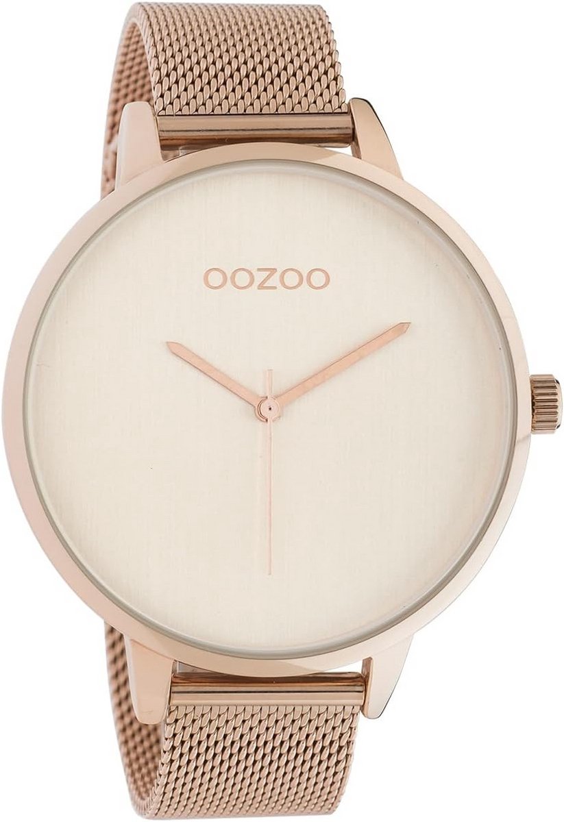 Dameshorloge Roségoud met Metalen Band - Analoog XL Wijzerplaat