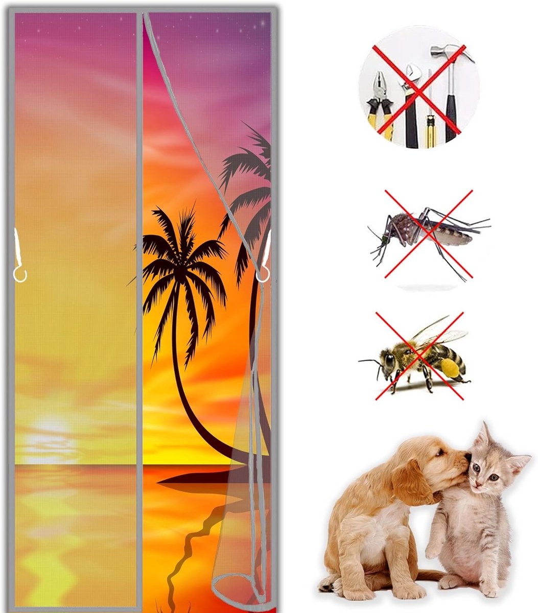 Versterkt Magnetisch Hor Horren Deur 125x180cm Hordeur voor Woonkamer en Schuifdeur