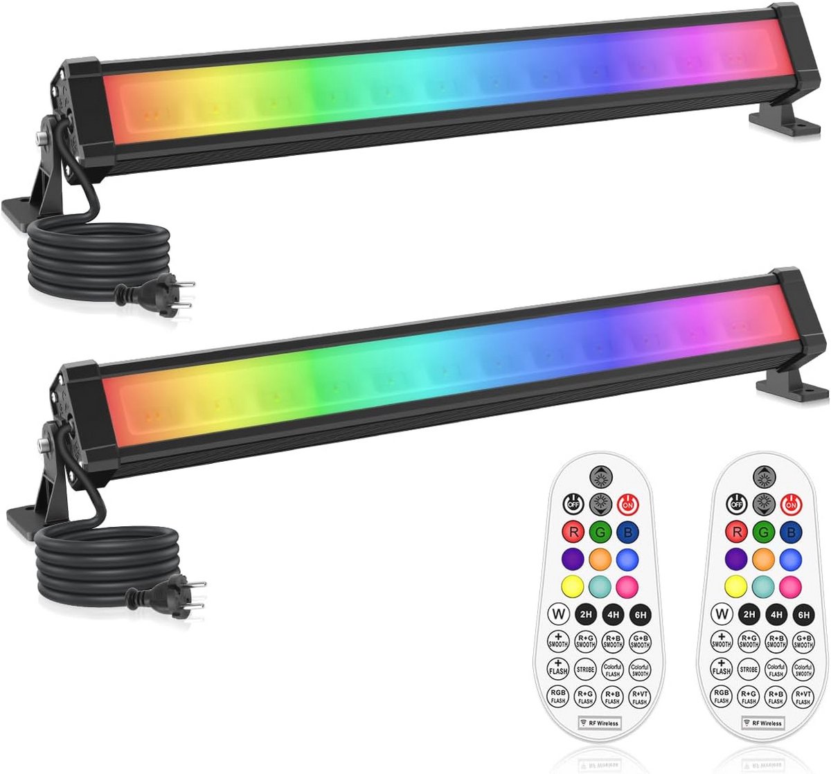 RGB LED Wandlampen Set van 2 - Waterdichte Dimbare Schijnwerpers met Afstandsbediening - P