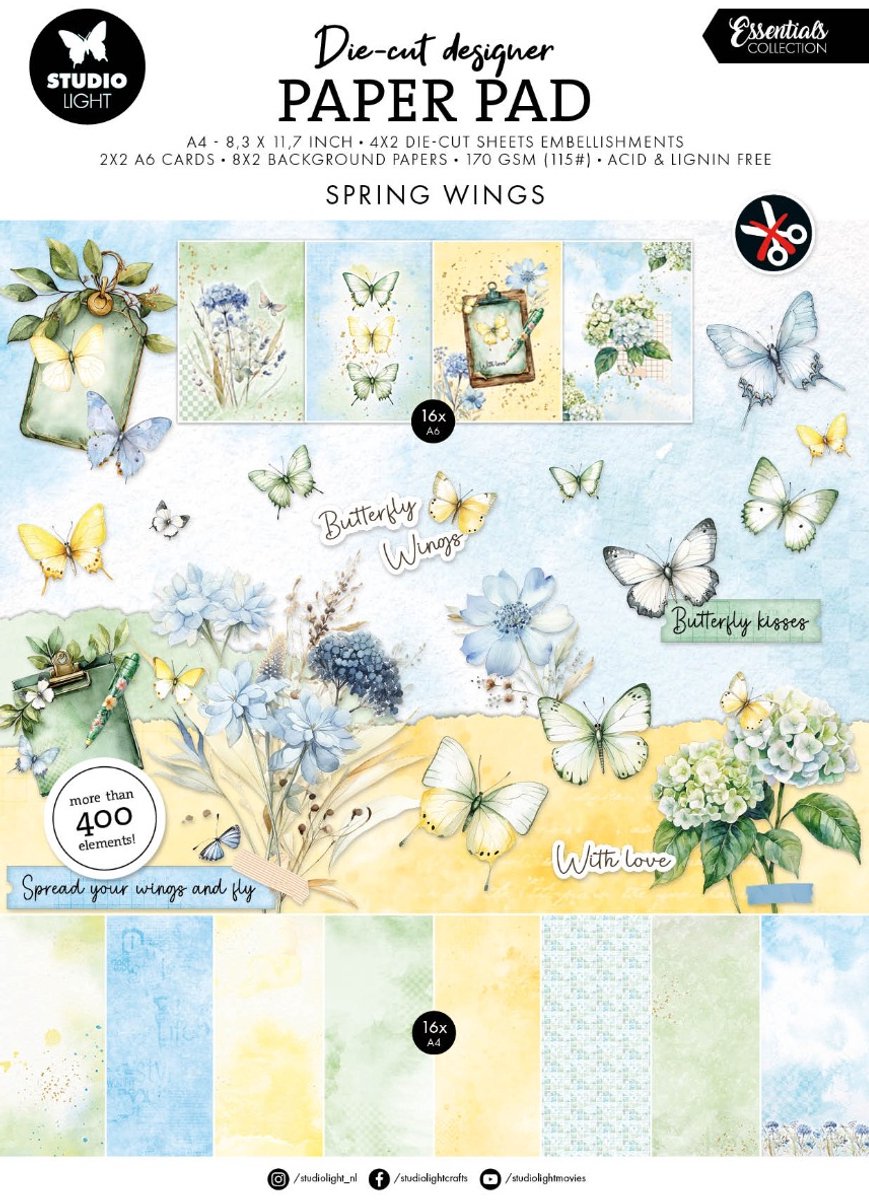 Die-cut Paper Pad Spring wings - Essentials nr. 412