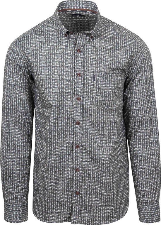 Chemise haut de Art en popeline Grijs pissenlit - Taille L - Homme - Chemises décontractées