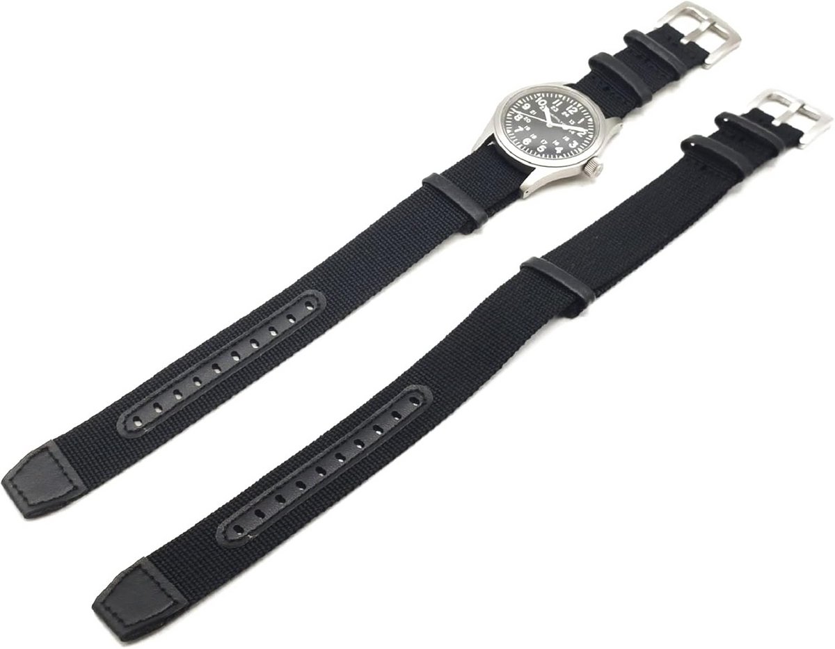 Nato Horlogeband Militaire Stijl Nylon Leer - 20mm 22mm - Diverse Kleuren