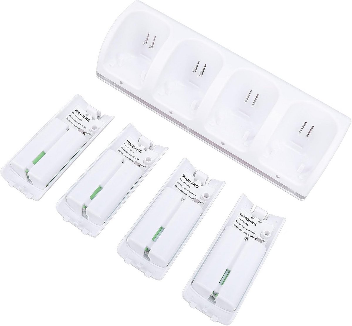 Oplaadstation met 4x 2800mAh Oplaadbare Batterijen voor Game Controller (Wit)