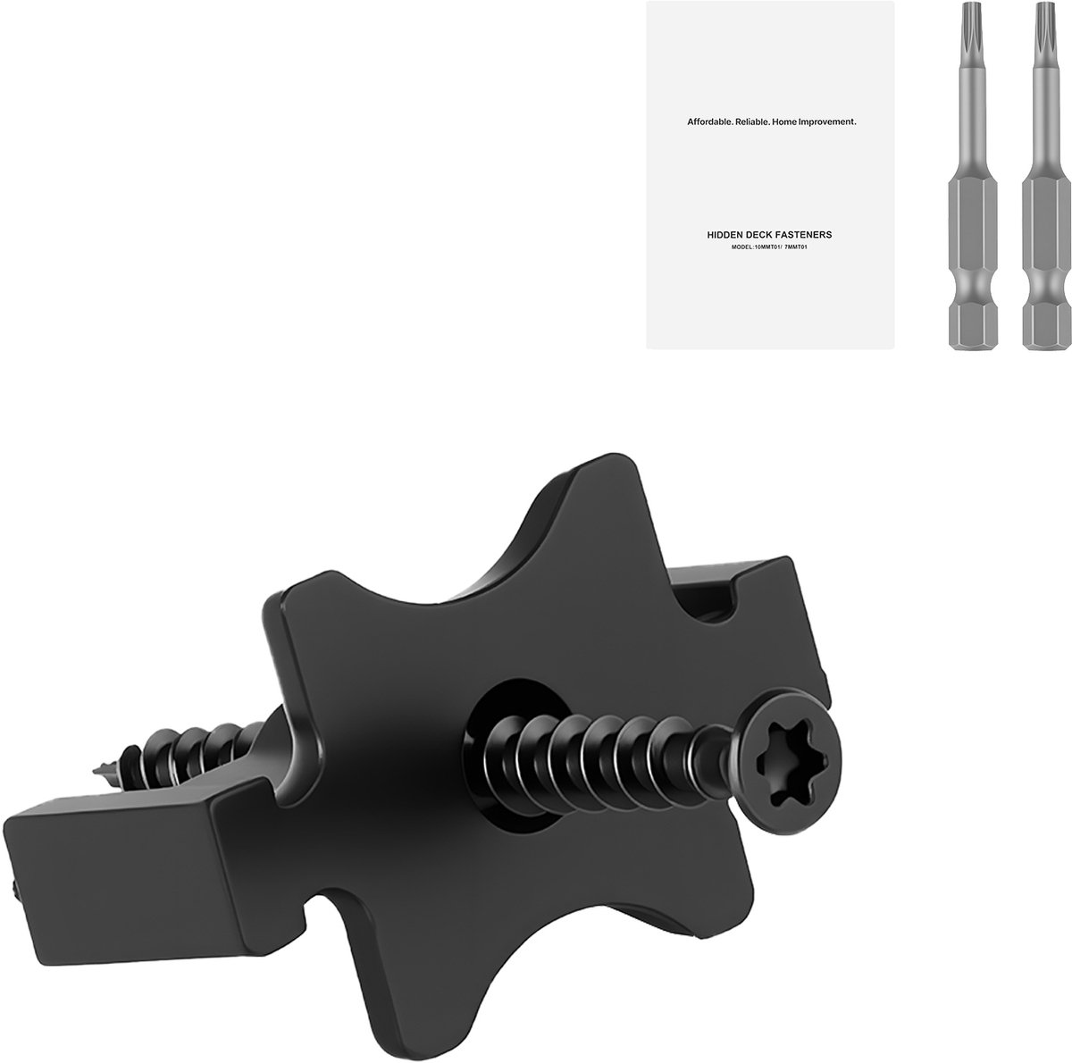 600 Stuks Verborgen Terrasbevestigingen voor Composiet Terrasplanken, Universele T-Clips en Kunststof Bevestigingsmiddelen met Metalen Schroeven, Polypropyleen Clips Compatibel met Kieren van 6,5 mm Zwart