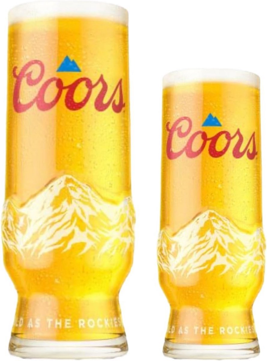 Bierglazen Set (1 Pint & 0.5 Pint) – Glaswerk met Bergdesign voor Bierliefhebbers