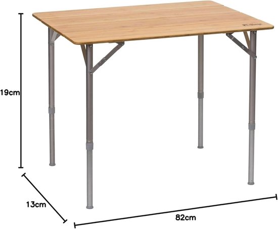 Inklapbare Campingtafel van Bamboe - Verstelbare Hoogte 80 x 60 cm - Ideaal voor Tuin en Balkon — afbeelding 3