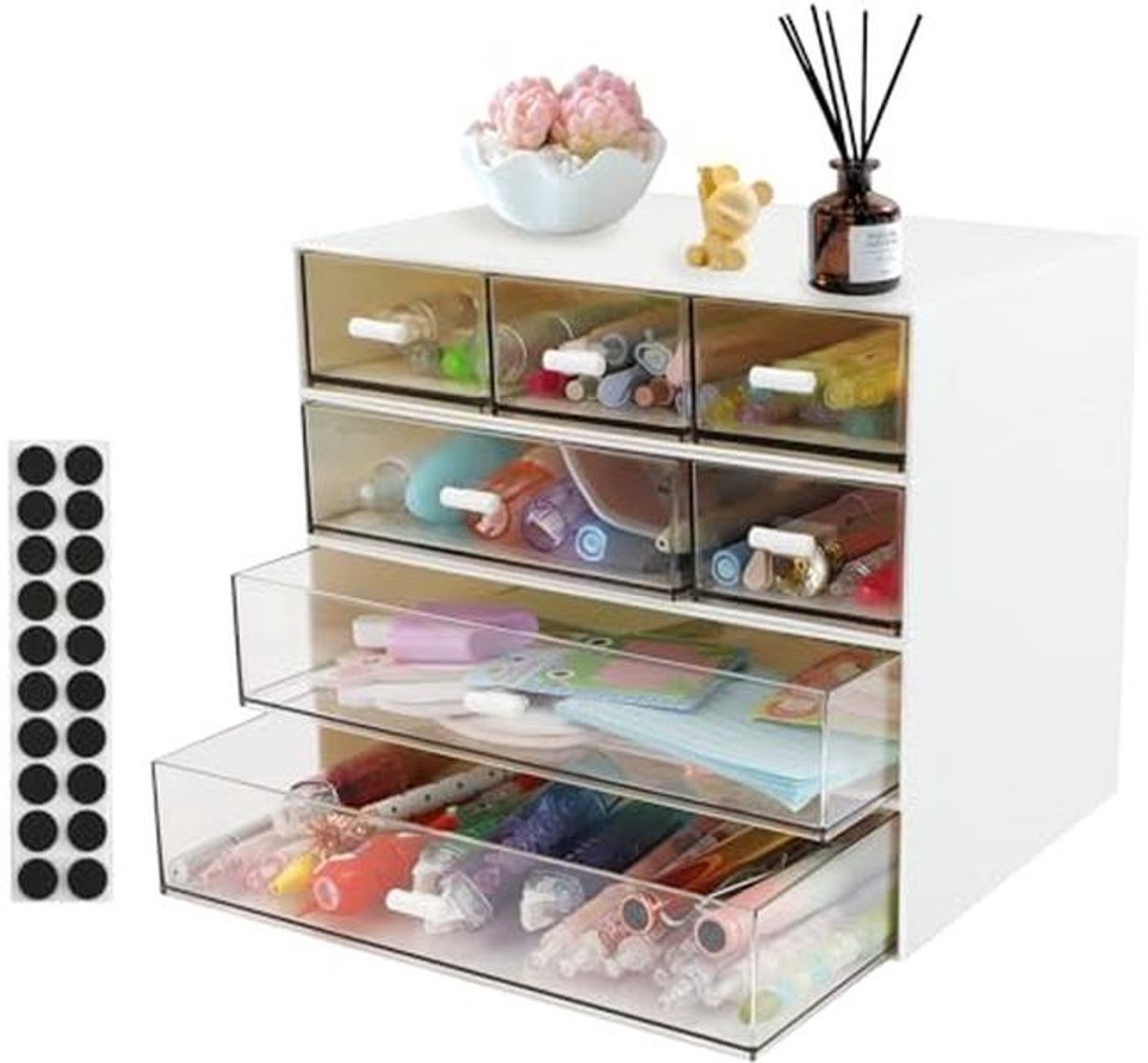 Stapelbare bureau-organizer met 7 laden en antislip kussens