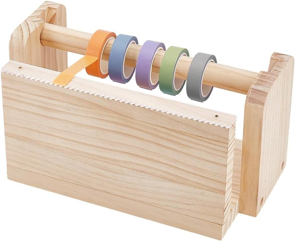 Allecta - Houten tapedispenser voor ambachtelijke tape - Multi-roll tapesnijder voor geschenkverpakking, kantoor en school
