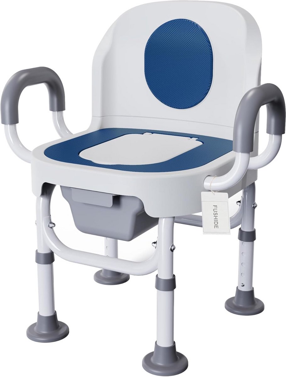 Verstelbare Draagbare Toiletstoel met Veiligheidsframe voor Senioren en Gehandicapten