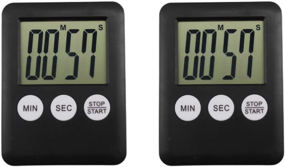 Digitale Keukentimer met Groot Scherm, Magnetisch en Luid Alarm - Set van 2