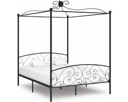 Hemelbed Metaal Zwart 180x200 cm - Robuust Bedframe voor Slaapkamer