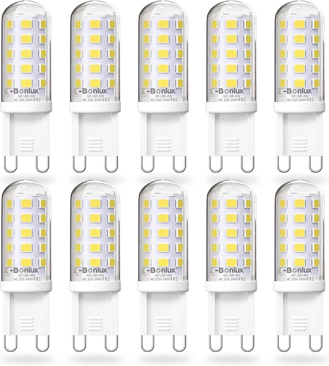 G9 4W LED-Lamp - 40W Halogeen Equivalent - Koel Wit 6000K - Energiebesparend - Keramische Basis - GU9 Standaard Basis - 10 Stuks