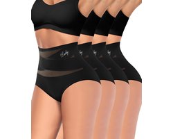 Hoge Taille Ondergoed voor Vrouwen Postpartumafslankband Veel Bedekkende Ademende Slipjes (4 Stuks)