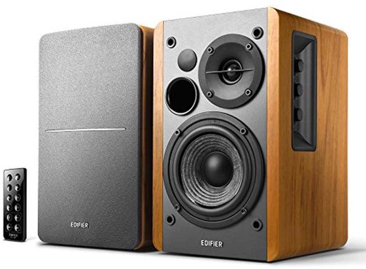 Bluetooth Boekenplankluidsprekers met Optische Ingang - Draadloze Studio Monitors - 42w RMS in Houtlook