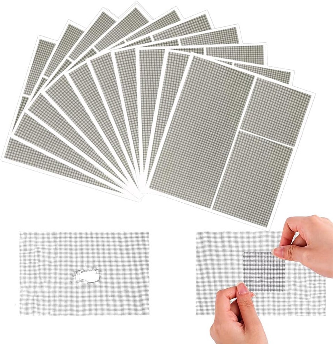 Reparatieset Gaas voor Raam en Deur - Vliegengaas/Hor Reparatieband - Sterke Zelfklevende Patch (10 Stuks)