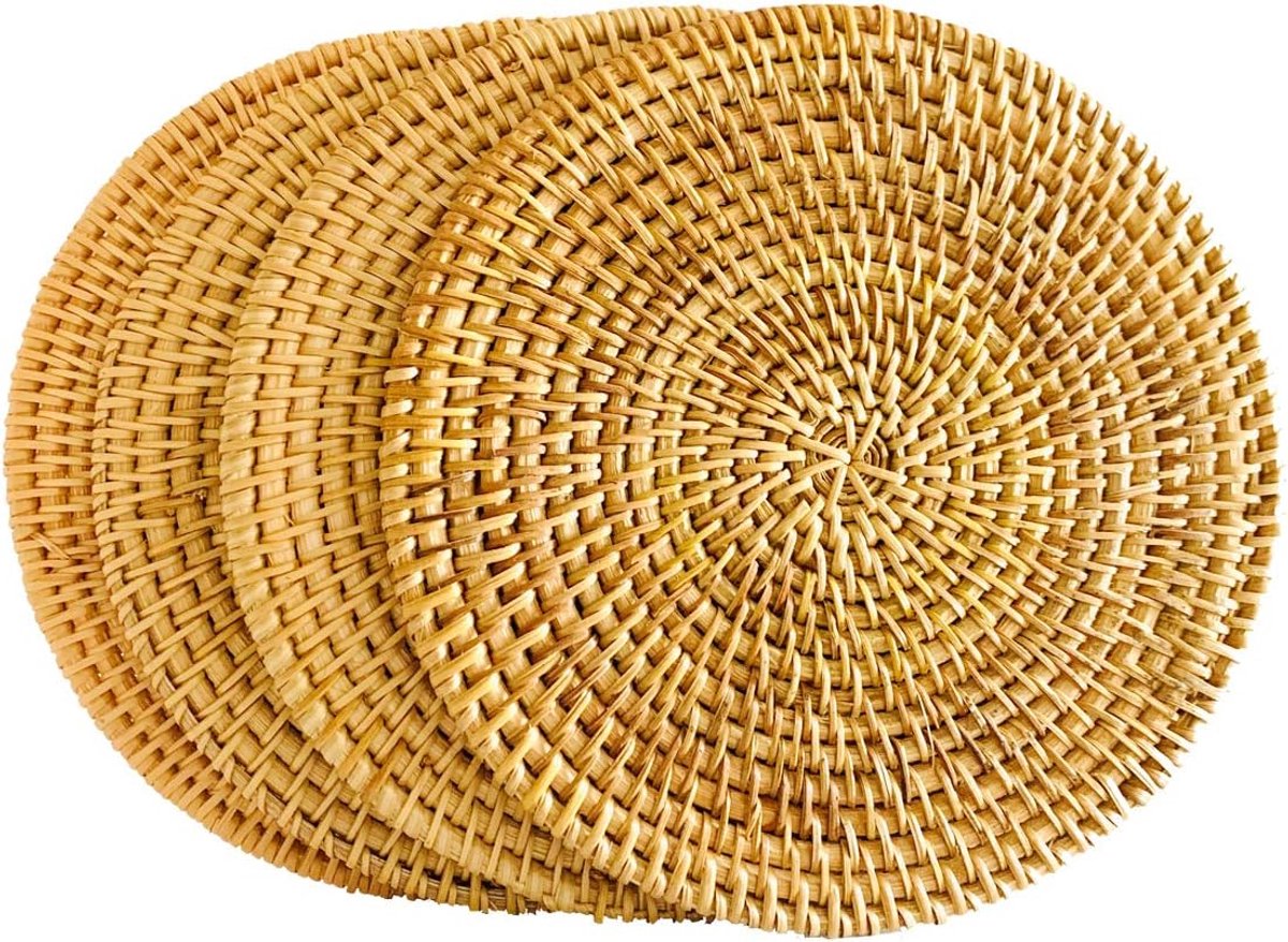 Pannenonderzetter - 4 Stuks - Hittebestendig - Panonderzetters - Glasonderzetters - Onderlegger - Tafelbeschermer - Ronde onderzetters voor pannen - Panonderzetters - Pannenonderzetters rotan - Onderzetters pannen - Herbruikbaar - 18cm
