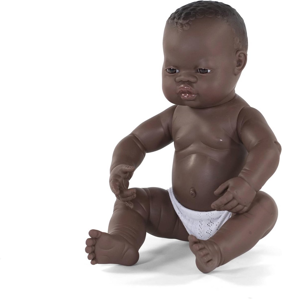 Pasgeboren Afrikaanse jongen babypop 40 cm van zacht vinyl
