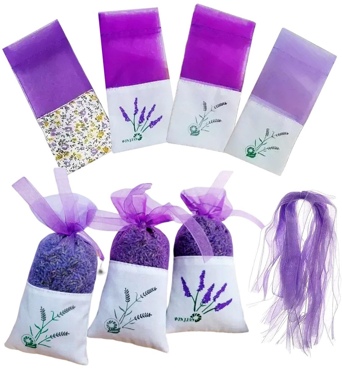 IMPERATORIS® Geurzakjes voor Kledingkast - Ladeverfrisser - Aromatherapie - Voor Kleding en Auto - Lege lavendelzakjes - set van 24 katoenen zakjes