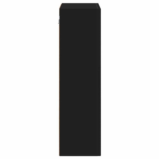 vidaXL - Hangkast - met - plank - ELST - Zwart - 59 - x - 20 - x - 71,5 - cm - Bewerkt - hout