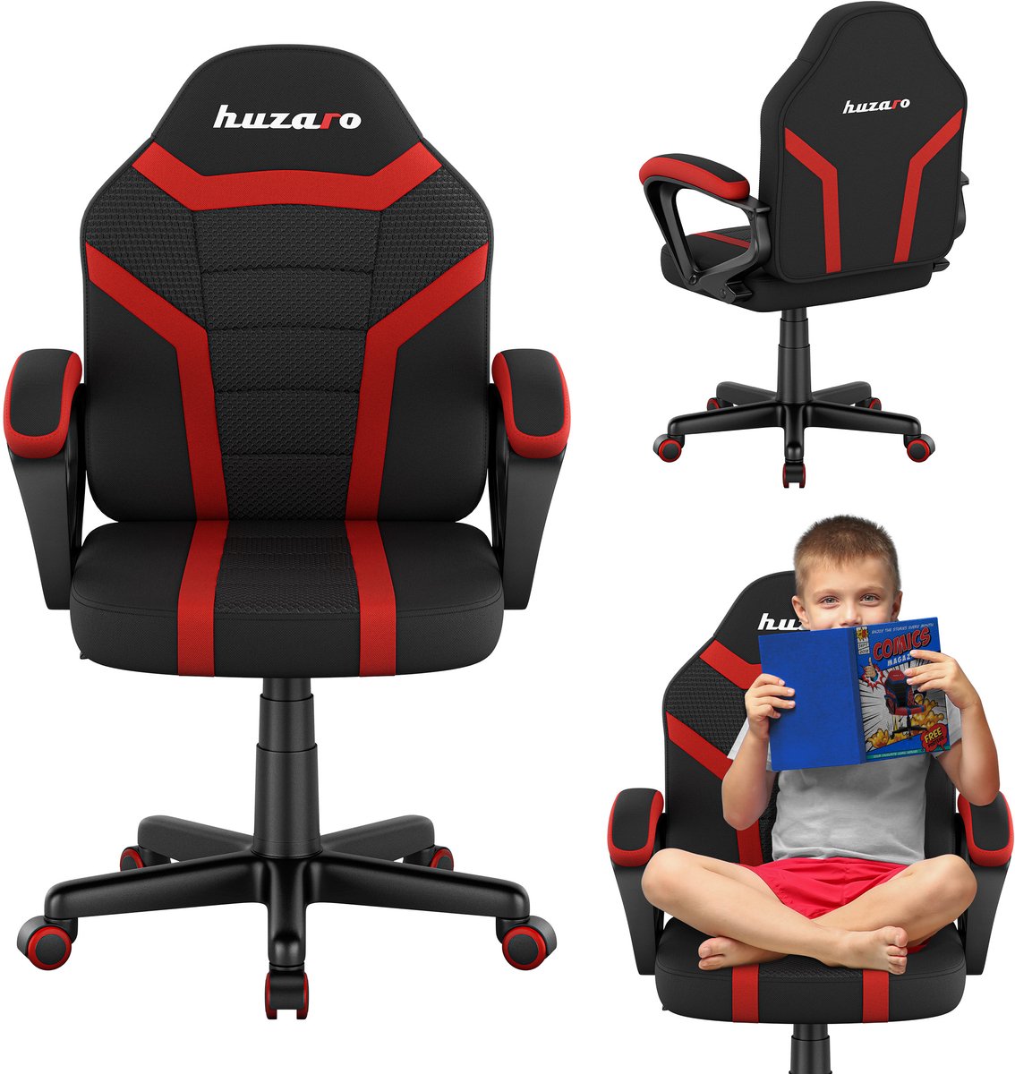 Huzaro - Ranger 1.0 Red Mesh - Gamestoel voor kinderen