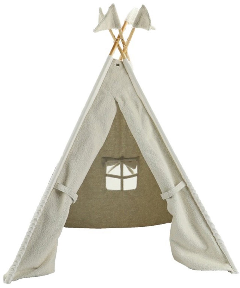 Overseas Tipi Tent Teddy met Vlaggetjes - Off White - 140 x 112 cm