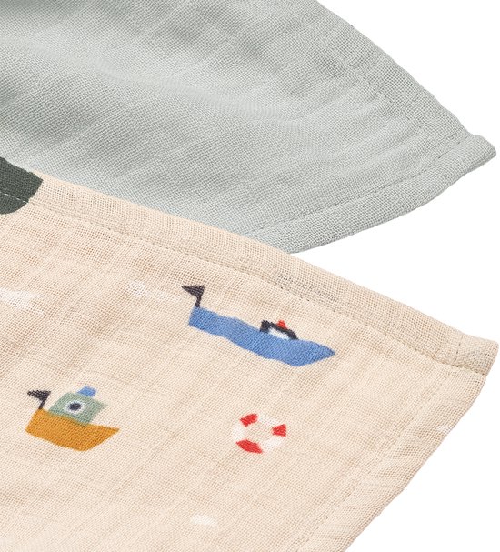 Liewood Lewis Muslin Cloth 2‑Pack - Sailing / Dove Blue Mix van Liewood — afbeelding 3