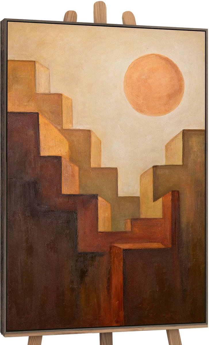 YS Canvas schilderij landschapsformaat handgeschilderd beklimming abstract krachtig – YS-Art Gallery – Inspirerende wanddecoratie voor woonkamer – Modern schilderij voor kantoor Grey