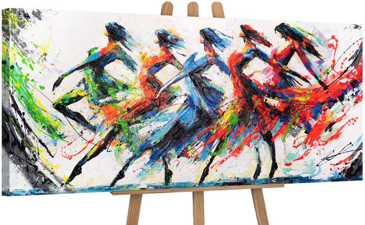YS Schilderij "Colorful Grace" - Handgeschilderd canvas schilderij - Wanddecoratie Moderne kunst - Neutraal - Kunst - Muurdecoratie woonkamer - Slaapkamer decoratie - Kamer accessoires - Abstracte schilderijen kunst - schilderij canvas Modern 115x50