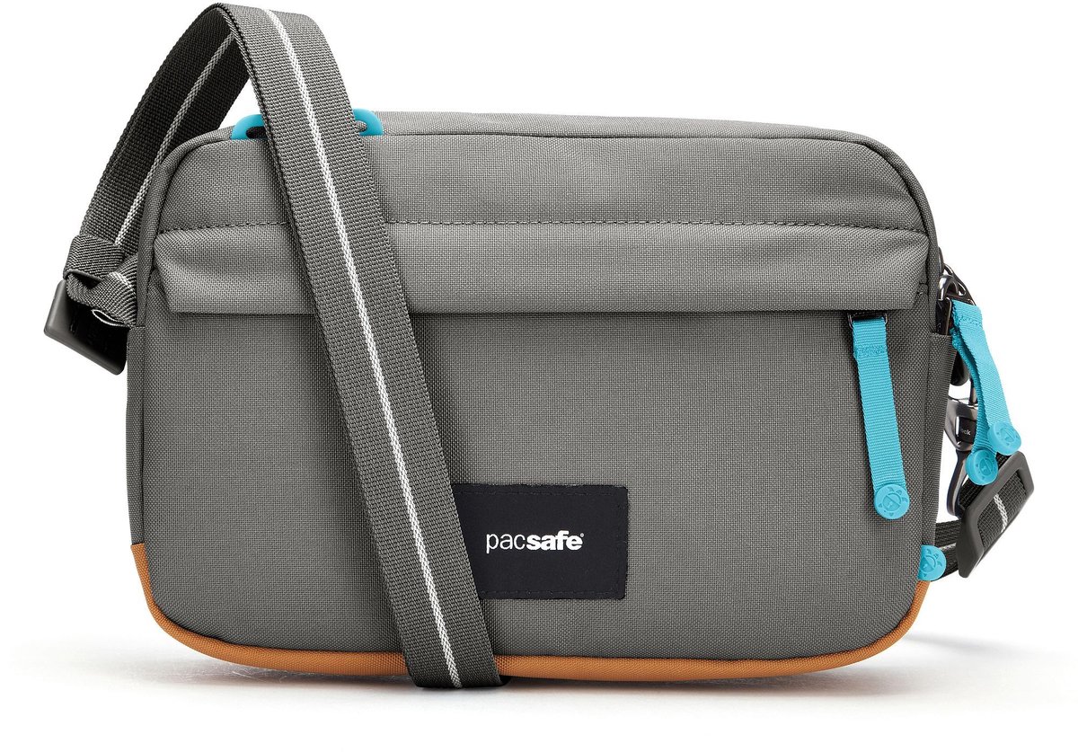 Pacsafe GO Crossbody tas - 2.5L - Tablet 7 inch - RFID - Waterafstotend - Gerecycled - Festivaltas - Grijs