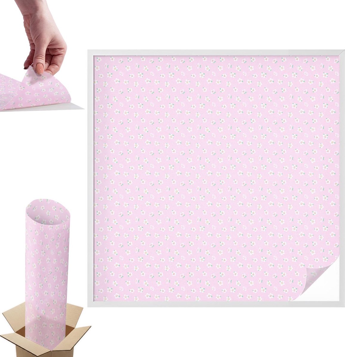 TULUP Raamfolie Anti inkijk - Bloemenpatroon Anti inkijk Raamfolie - 100x100 cm - Roze Raamfolie Tegen inkijk - Zelfklevende Anti inkijk Folie Glas in Lood - Voor de slaapkamer, badkamer en kledingkast. - Zonwerende Raamfolie Glas in Lood Roze - Bloemenpatroon