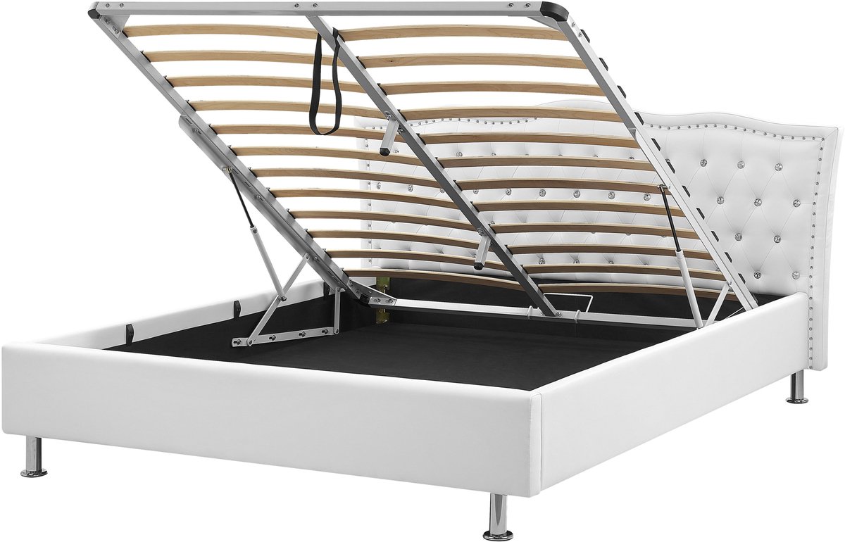 Beliani METZ - Bed met opbergruimte - Wit - 160 x 200 cm - Kunstleer