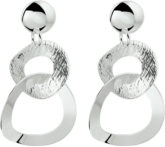 Glams oorhangers rondjes - 8 mm - Zilver