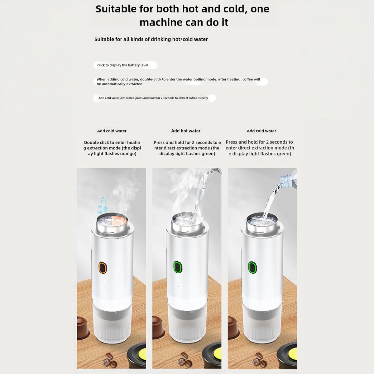 Espressomachine voor op reis - Elektrisch - Auto koffiezetapparaat - Zelfverwarmend - USB-C - Thuis en auto - Camping koffiezetapparaat - Draagbaar — cadeau in Kookcadeaus - foto 7