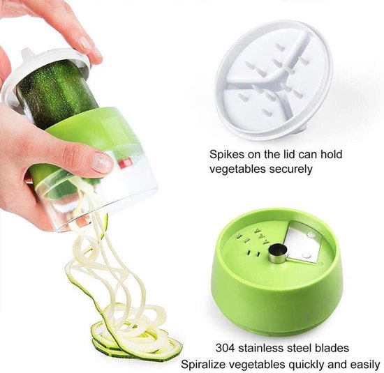Spiralizer voor Groentesnijden in 3-in-1 Design - Keukenaccessoire voor Courgette Pasta - Handig voor Gezond Koken met Courgette Spaghetti — afbeelding 4