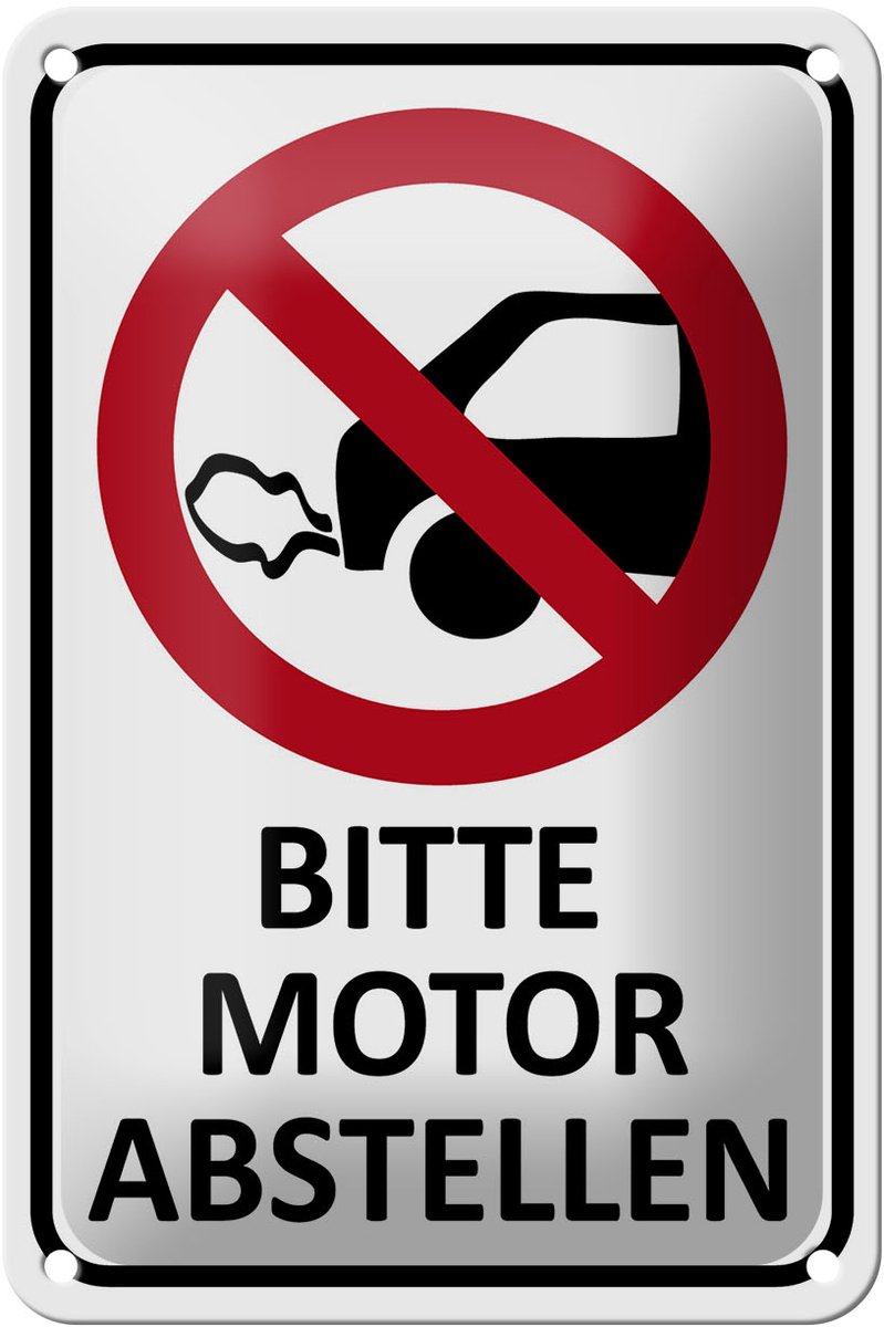 Blechschild Hinweis 12x18cm Bitte Motor abstellen