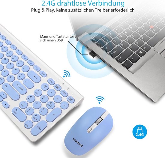 Silvergear Retro Toetsenbord en Muis Set Draadloos - Paars
