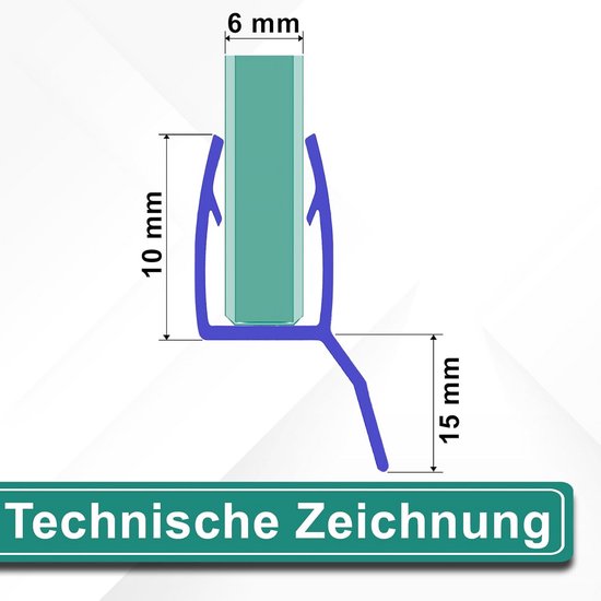 Doucheafdichting Met Rubberen Lip Voor Glazen Deuren 2 Meter 