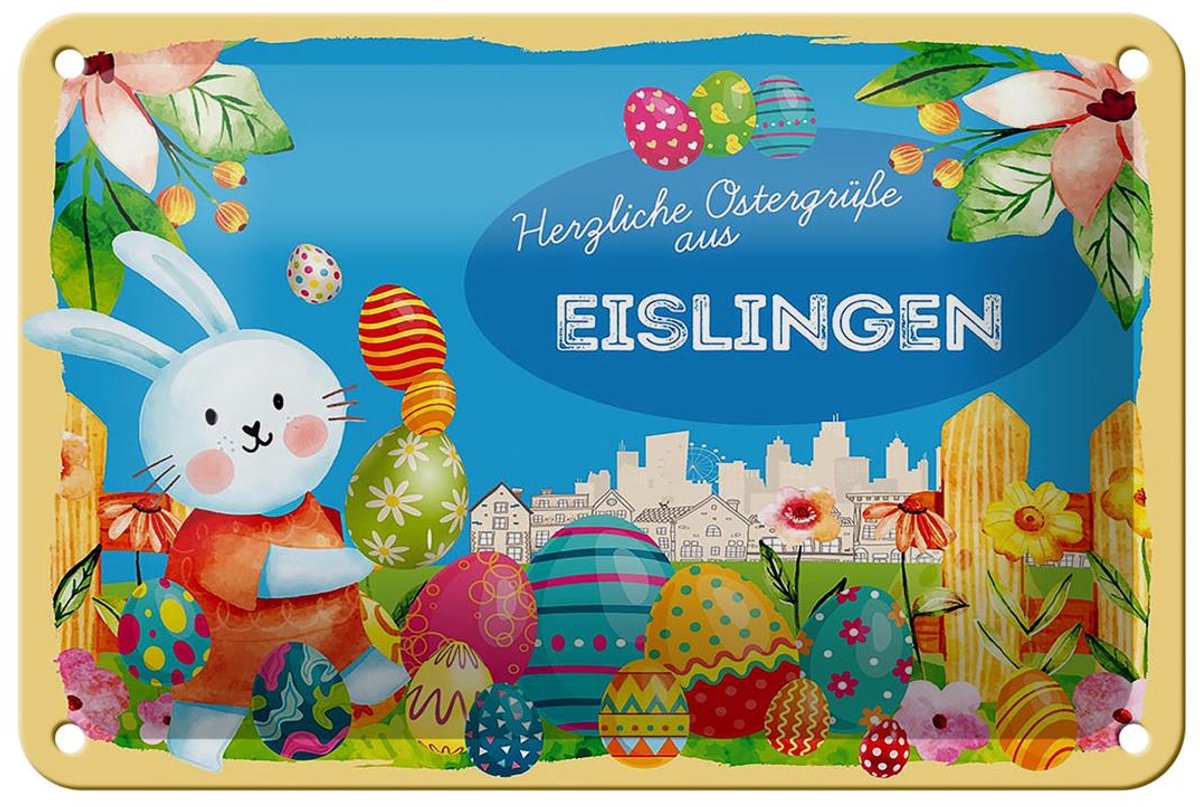 Blechschild Ostern Ostergrüße 18x12cm EISLINGEN Geschenk Deko
