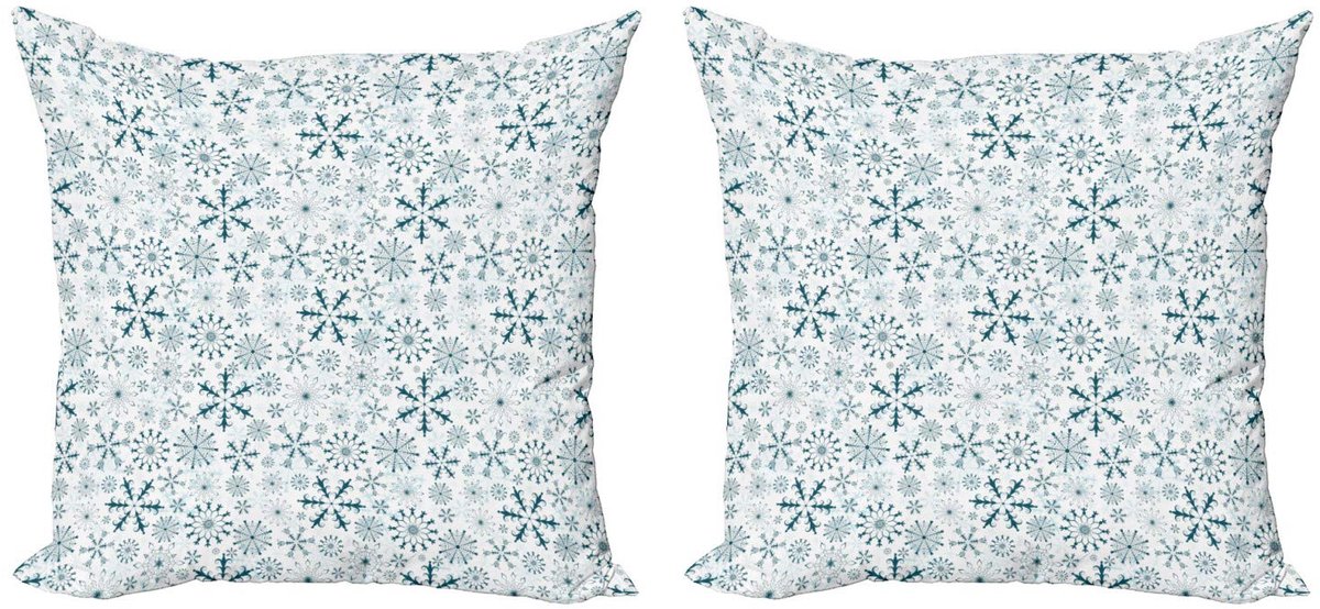 ABAKUHAUS Winterkussenhoes – 2×40×40 cm – Teal/Wit – Dubbeldruk Teal weiß