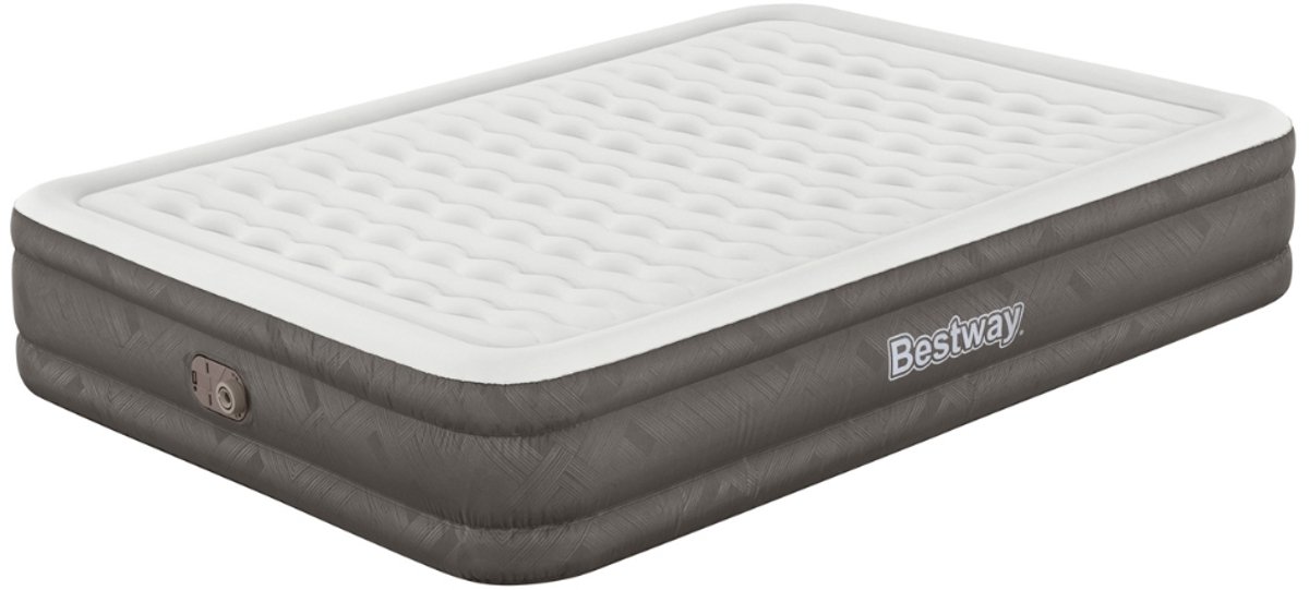 Bestway – Luchtbed – 2-Persoons – 152×203×36 cm – Bruin – Met Ingebouwde Elektrische Pomp – Incl. 3-in-1 Opbergtas - Luchtbed 2 Persoons - Luchtbed Met Pomp - Luchtbed Binnen - Luchtbed Comfort - Luchtbed Wave Beam