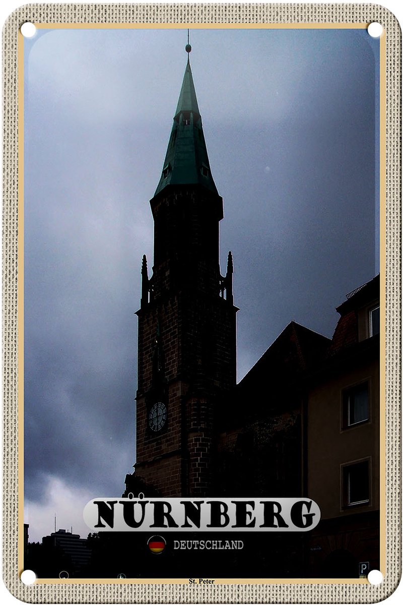 Blechschild Städte Nürnberg St. Peter Kirche 12x18cm Geschenk Schild