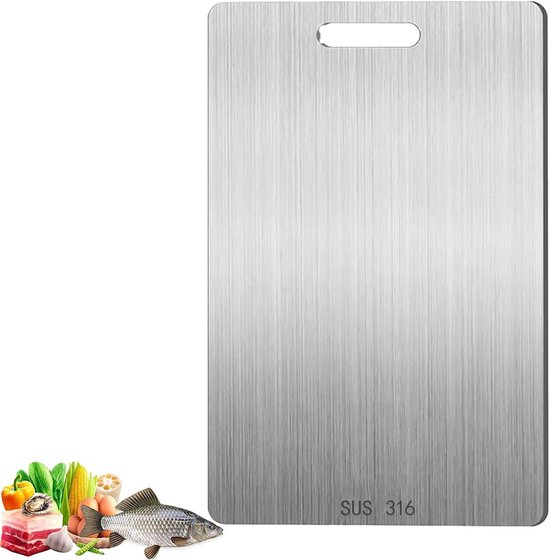Titanium snijplank, 34 x 23 cm, snijplank roestvrij staal, titanium