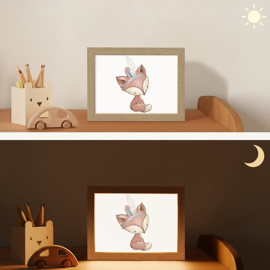 Nachtlampje 20x15 cm - Kinder lampje - Vos - Dier - Bosdieren - Tafellamp kinderkamer - Slaapkamer lamp - Bedlamp kinderen - Kinderlampje stopcontact - Wandlamp babykamer - Nachtlampjes van Merkloos — afbeelding 4