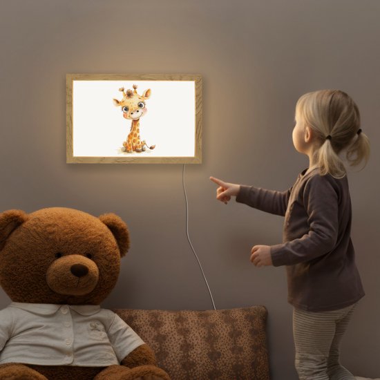 Nachtlampje 30x20 cm - Kinder lampje - Giraf - Baby dier - Wilde dieren - Tafellamp kinderkamer - Slaapkamer lamp - Bedlamp kinderen - Kinderlampje stopcontact - Wandlamp babykamer - Nachtlampjes van Merkloos — afbeelding 5