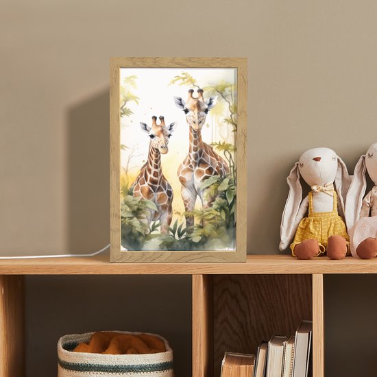 Nachtlampje 20x30 cm - Kinder lamp - Giraffe - Wilde dieren - Natuur - Kinderen - Tafellamp kinderkamer - Slaapkamer lamp - Bedlamp kinderen - Kinderlampje stopcontact - Wandlamp babykamer - Nachtlampjes van Merkloos — afbeelding 3