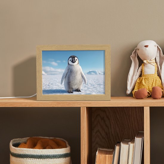 Nachtlampje 20x15 cm - Kinder lamp - Pinguïn - Sneeuw - Landschap - Wit - Tafellamp kinderkamer - Slaapkamer lamp - Bedlamp kinderen - Kinderlampje stopcontact - Wandlamp babykamer - Nachtlampjes van Merkloos — afbeelding 3