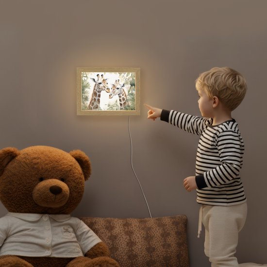 Nachtlampje 20x15 cm - Kinder lamp - Dieren - Giraffe - Bladeren - Kinderen - Tafellamp kinderkamer - Slaapkamer lamp - Bedlamp kinderen - Kinderlampje stopcontact - Wandlamp babykamer - Nachtlampjes van Merkloos — afbeelding 5
