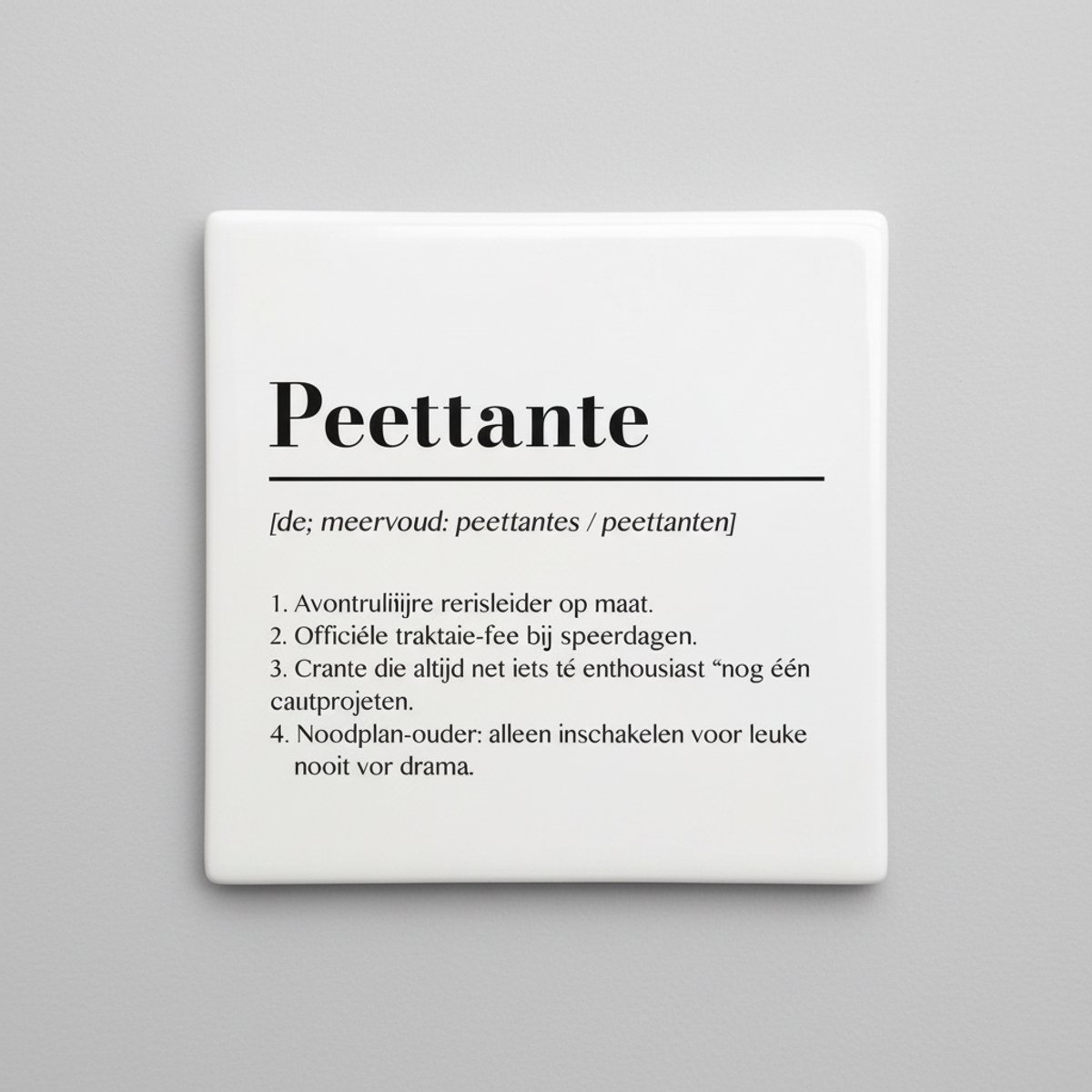 Nevolis Peettante Definitie Tekst Tegel – Grappig Cadeau voor Meter & Woondecoratie – 15 x 15 cm Multi Color