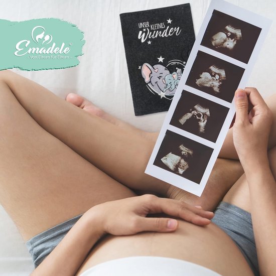 Handgemaakte Vilt Paspoorthoes Moeder & Baby Documenten Organizer Olifant Grijs — afbeelding 4
