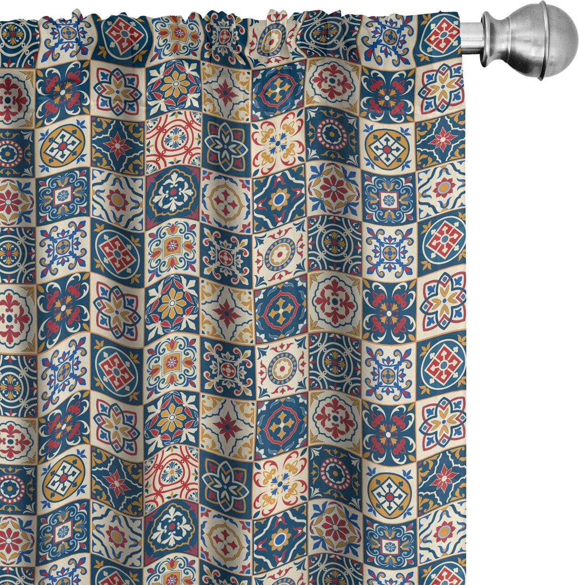 ABAKUHAUS Gordijnen – Marokkaanse 2-delige set 75x225 cm – Microvezel Donkerblauw